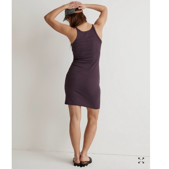 NWT Madewell Purple M Minimalist Supima Cotton Ribbed Casual Stretch Mini Dress - Picture 2 of 10